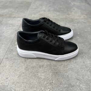 Siyah Deri Sneaker Ayakkabı