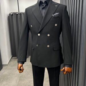 Siyah Kruvaze Blazer Ceket